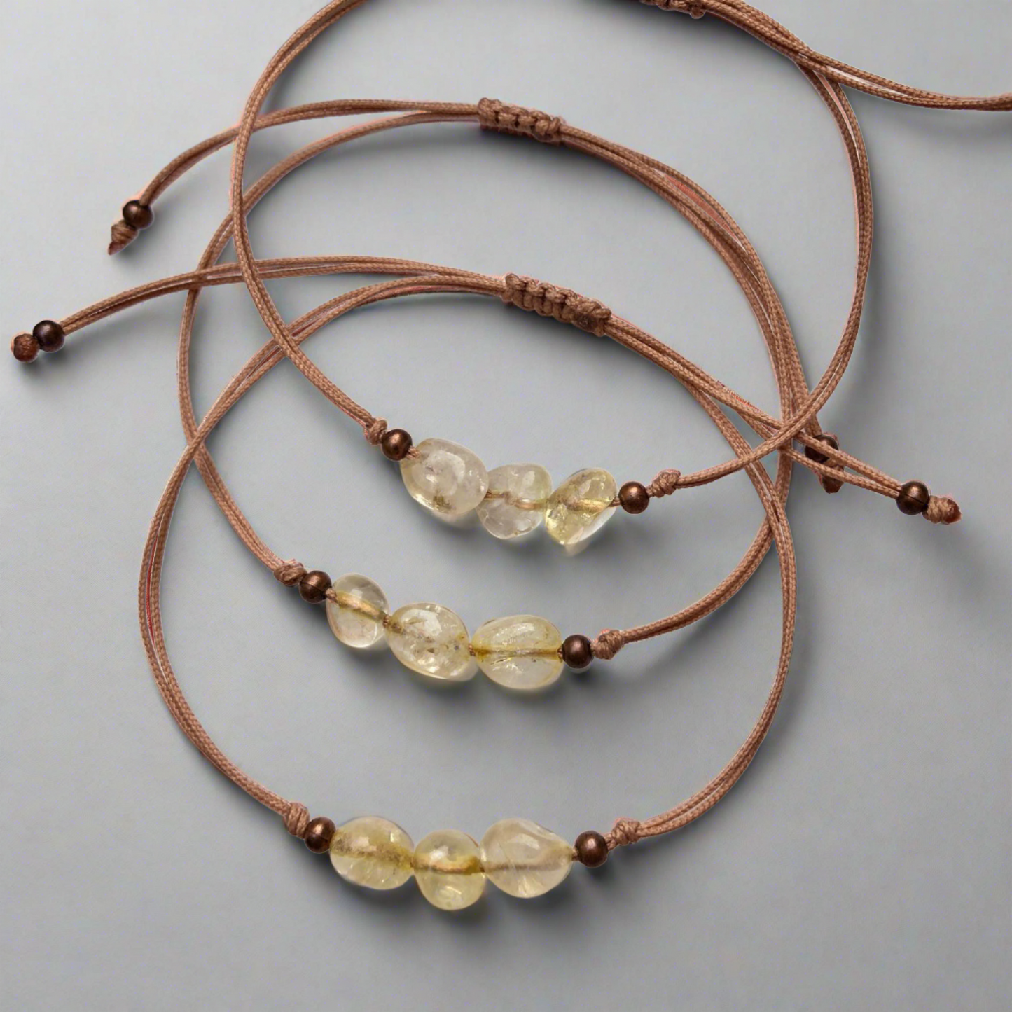 Tie strap Bracelet adjustable string bracelet with a citrine nugget | November Birthstone