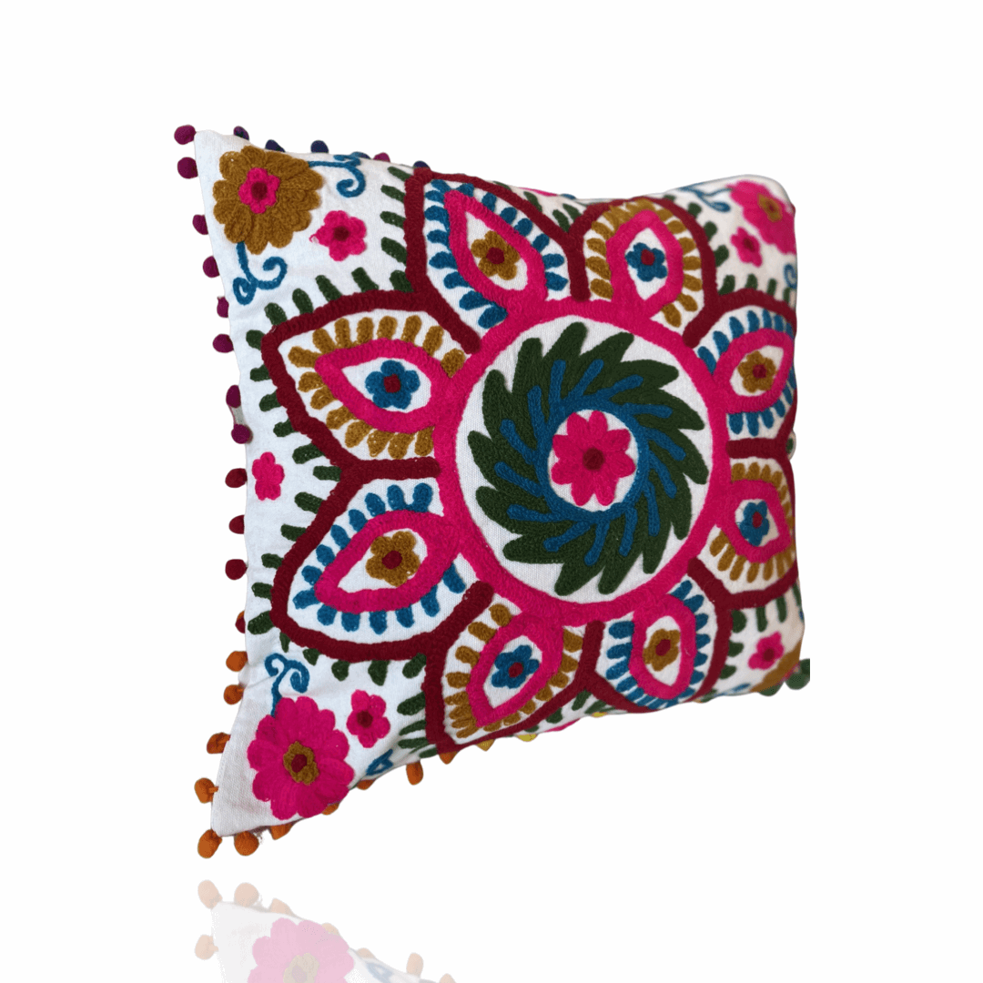 Suzani Pattern Embroidered Square Cushion - BeachPerfect.de