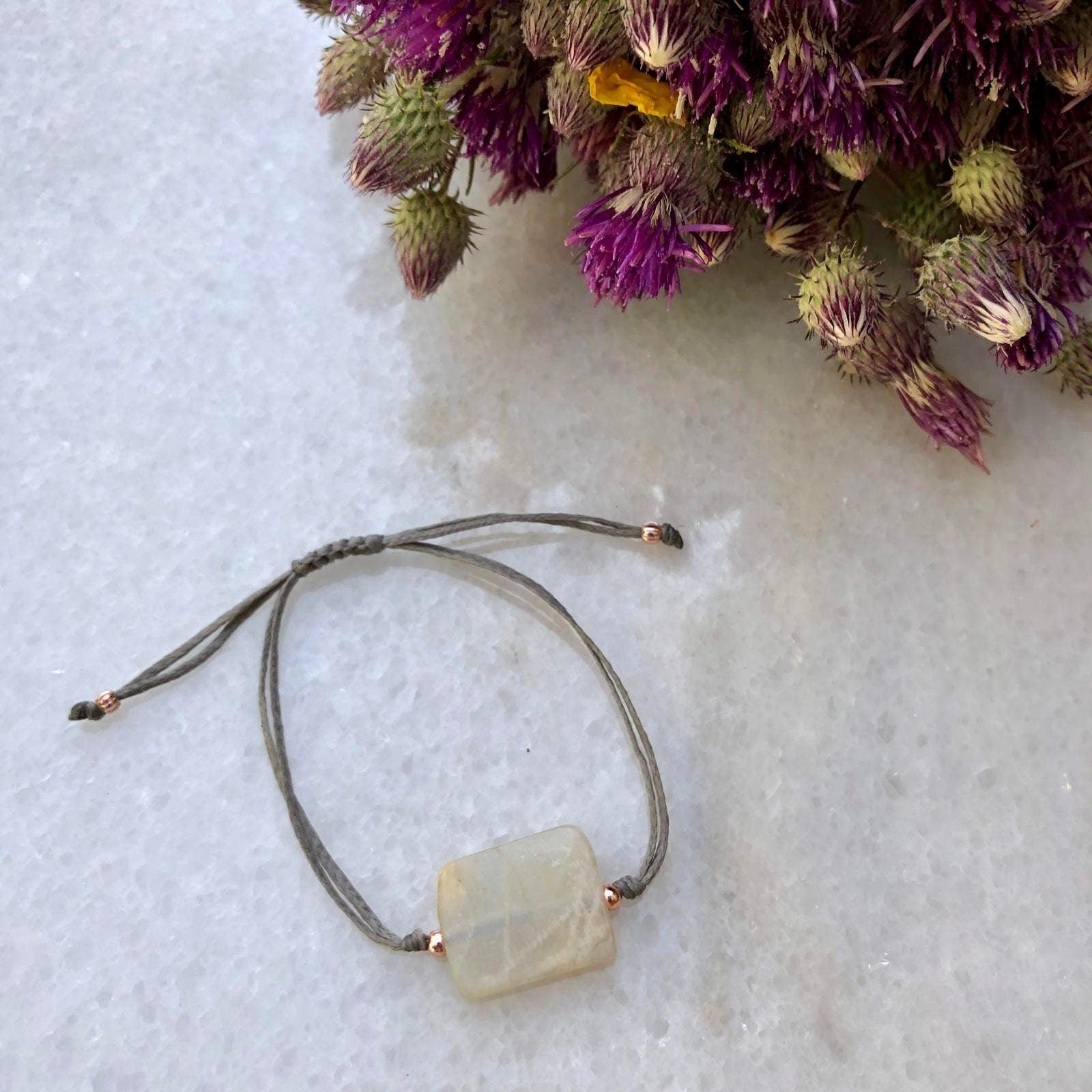Adjustable Macrame Bracelet with Natural Moonstone - Perfect Mother's Day Gift from BeachPerfect.de